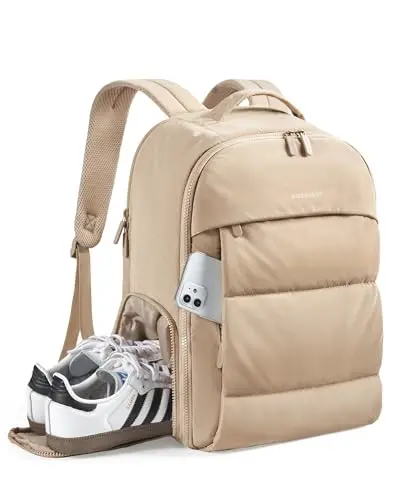 BAGSMART desert color travel backpack with side shoe compartment