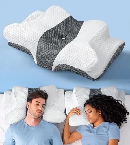 Emircey dark gray ergonomic contour pillow with a butterfly shape