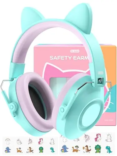Dr.meter Cat Ear Noise Cancelling Headphones with cute cat ears and stickers
