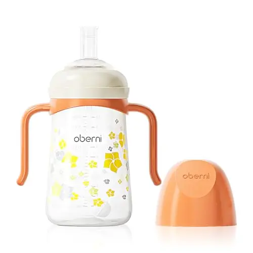 Oberni baby sippy cup with weighted straw in orange