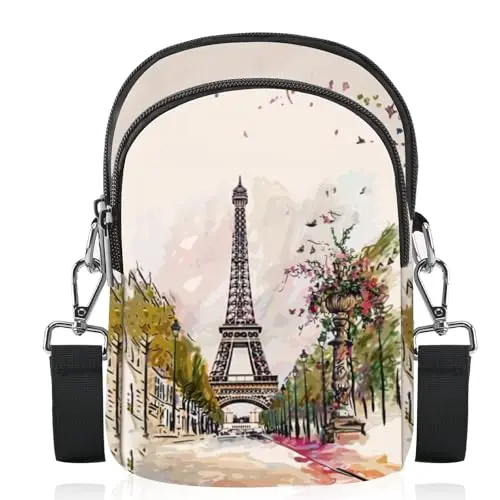 Paris Eiffel Tower full-print crossbody cell phone purse