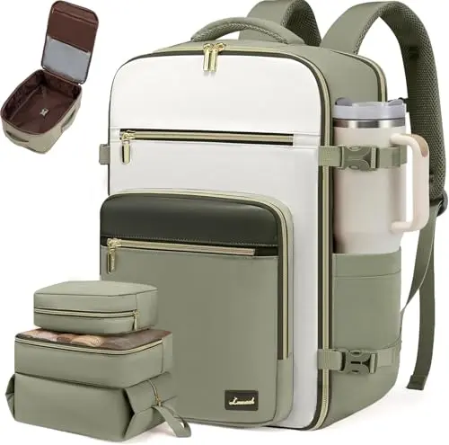 LOVEVOOK 40L travel backpack with comfortable back padding and chest strap