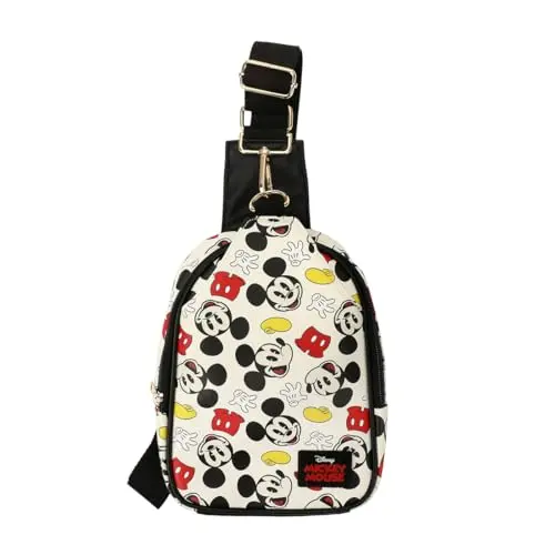 Bioworld Disney Mickey Mouse All-Over Print White Sling Bag