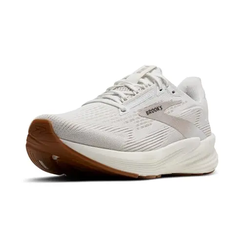 Brooks Women's Revel 8 running and walking shoe in white and grey with a sleek mesh upper