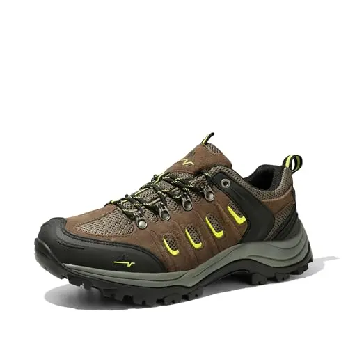 NORTIV 8 leather waterproof hiking shoes on a trail