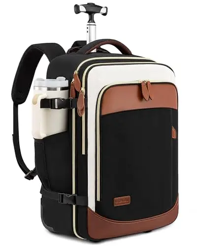LOVEVOOK 50L rolling backpack in grey, shown in both rolling and backpack mode