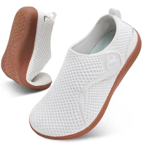 Women's casual wide width barefoot-style walking shoes in white