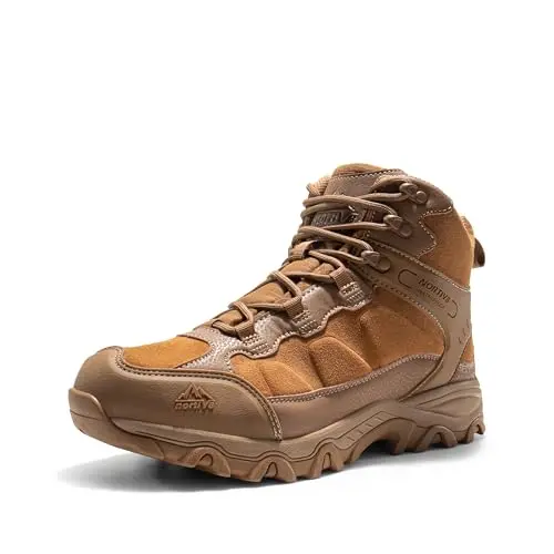 NORTIV 8 Paladin Mid Waterproof Hiking Boots on uneven ground