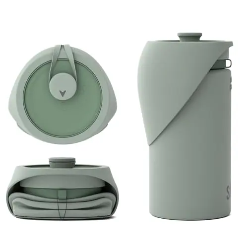 SAKER olive green collapsible silicone dog water bottle