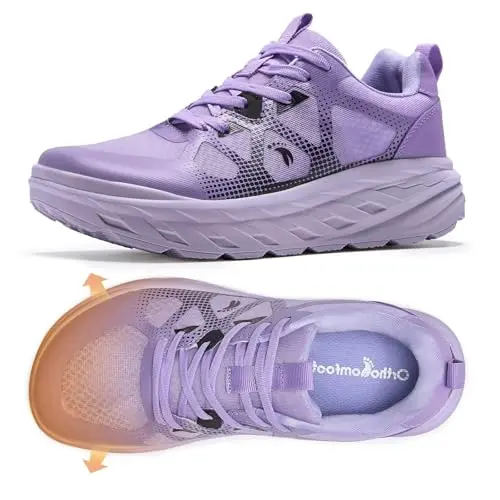 Women's orthopedic wide walking shoe in purple for diabetic and pain relief