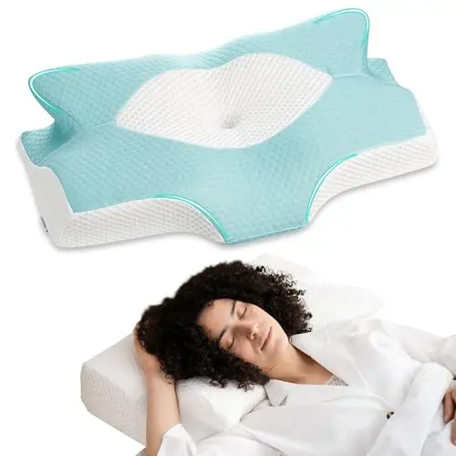 Elviros medium-firm cervical memory foam pillow for side sleepers