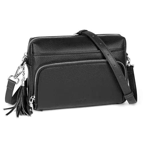 Befen genuine leather crossbody purse with tassel decoration and RFID wallet