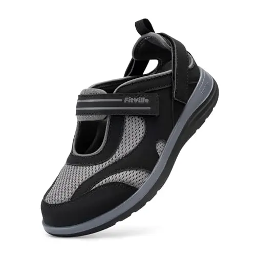 FitVille women's extra wide width diabetic sandals with adjustable closures