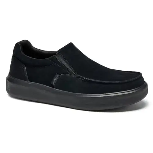 Men's leather orthopedic slip-on loafers in black