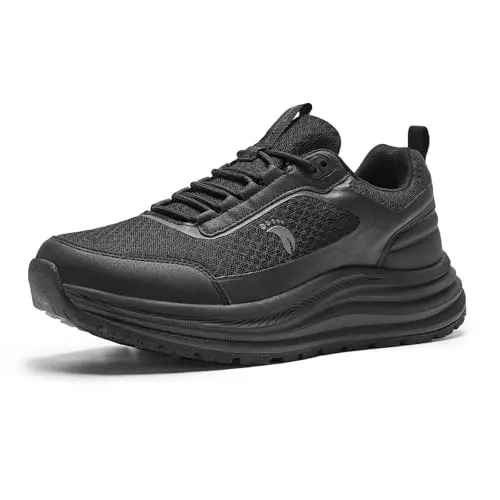 Men's orthopedic waterproof running shoes in black with athletic design