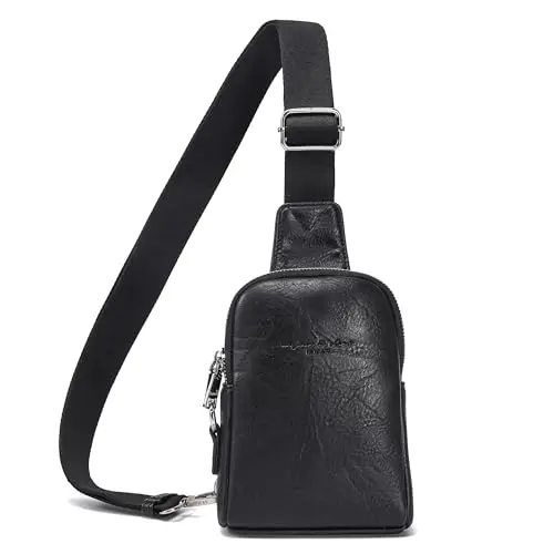 Haytijoe small black vegan leather crossbody sling bag
