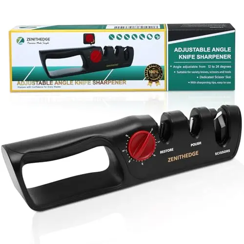 ZenithEdge black, red, white, and golden adjustable knife sharpener