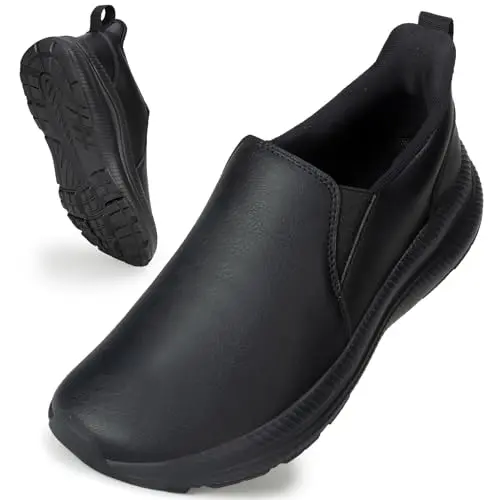 ZOVE women's wide width waterproof leather hands-free nursing sneakers in black