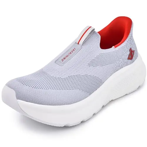 JACKSHIBO Mens Slip Ins Free up Hands Shoes in grey
