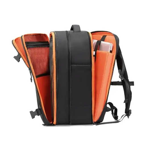 WINPRIM 35L nylon stripe backpack with top and side handles, showing a versatile design.