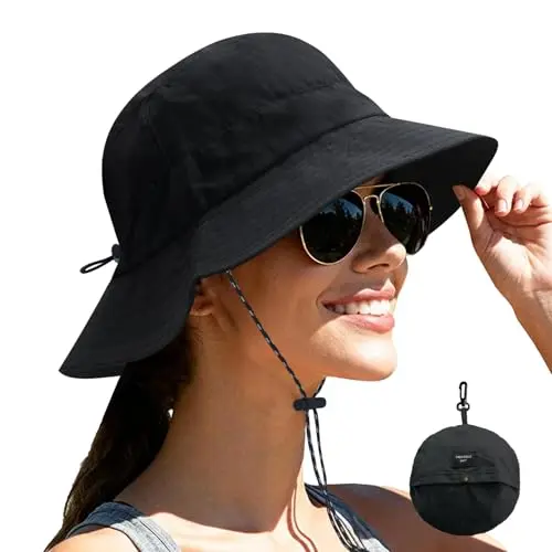 NPJY black packable quick-dry sun bucket hat