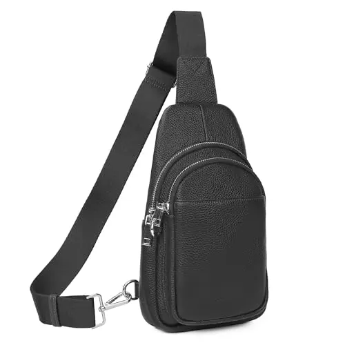 Befen genuine leather small sling chest bag with RFID card slots