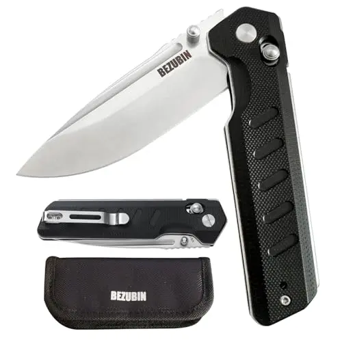 BEZUBIN black folding knife with G10 handle and axis lock