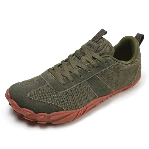 UBFEN barefoot-style minimalist trail running shoes in green