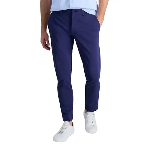 Haggar Men's Sport Travel Performance Straight Fit Pant in Navy