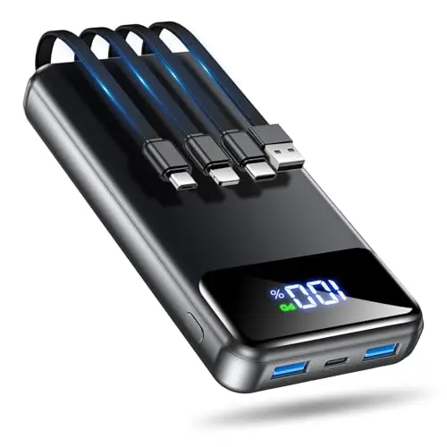 OHOVIV 50,000mAh power bank with a digital display and built-in cables