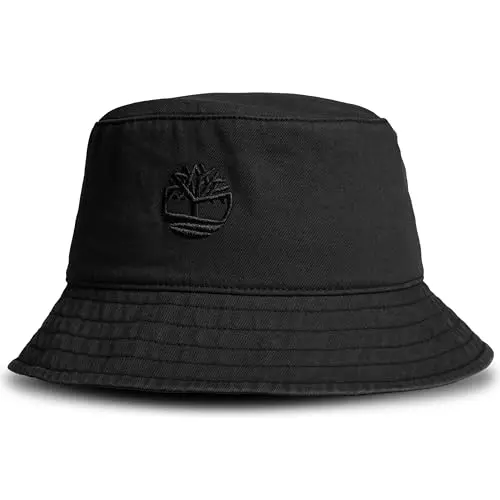 Black Timberland cotton twill bucket hat with logo