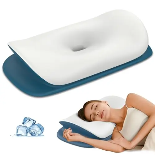 Olumoon dark blue memory foam pillow with a unique boat shape