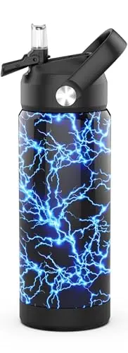 Ntswasd lightning bolt design stainless steel water bottle for kids