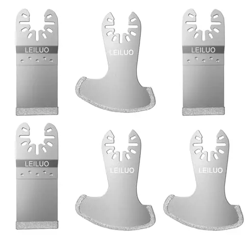 LEILUO 6-piece diamond oscillating multi-tool blade kit for tile grout removal.