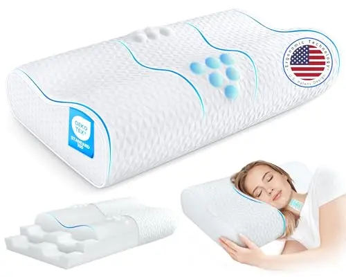 Zibroges sandwich cervical pillow with three layers and massage bumps
