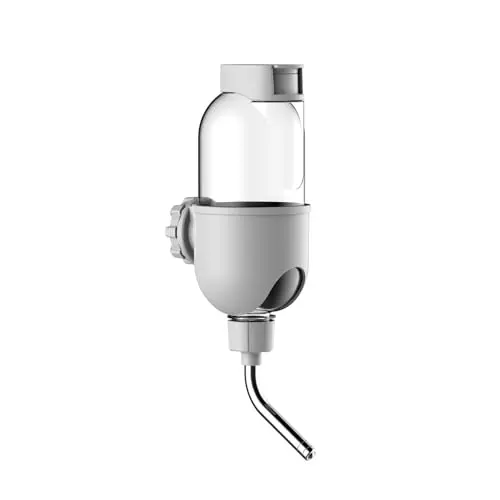 TOKAYIFE gray plastic pet water bottle with rotatable nozzle for cage crate