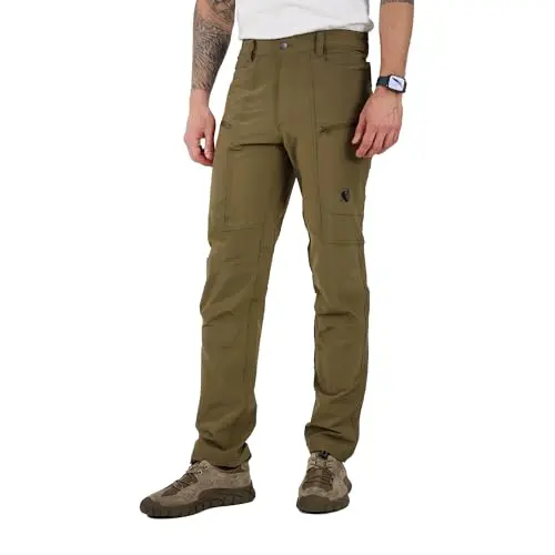 ELLOBIRD men's tactical cargo pants with reflective logo detail