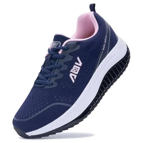 MAFEKE women's wide walking shoes with arch support in navy and pink