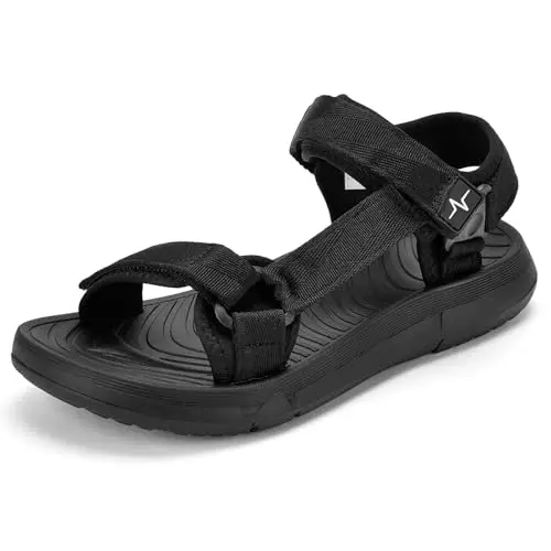 SUITSER men's waterproof hiking sandals with hook-and-loop straps and a soft PU midsole