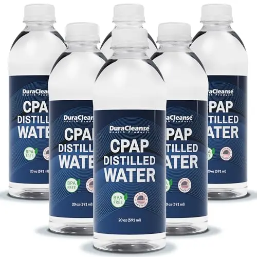 Dura Cleanse 6-pack of premium distilled water for CPAP humidifiers.