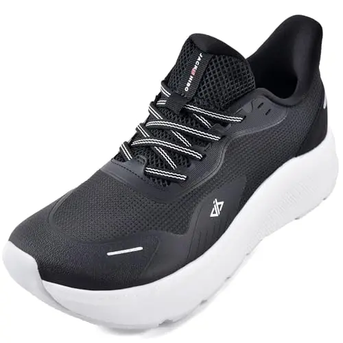 JACKSHIBO men's slip-on athletic sneakers with wide toe box and thick sole