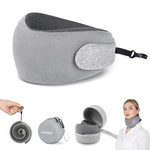 AOUBEI gray ultra-compact travel neck pillow with case