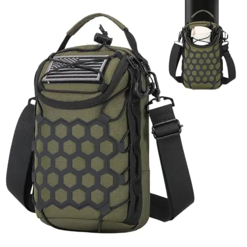 WOISIASO Magnetic Gym Bag in olive green, showing side water bottle pocket and front closure