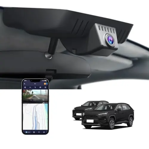 FUVYMYT dash cam installed in a 2026-2026 RAV4 with vent hole cover