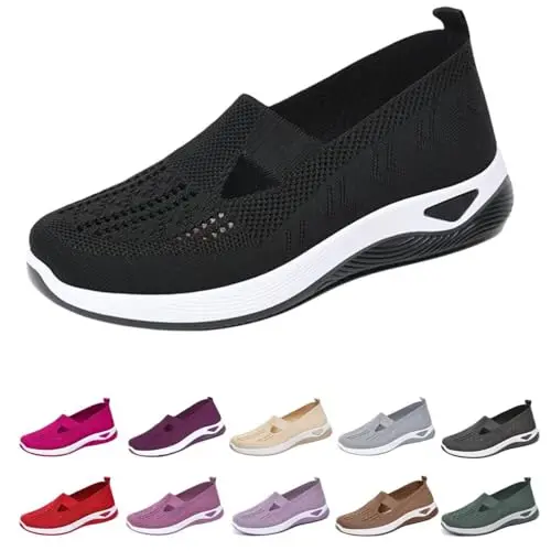 EURO JOY Women's Woven Orthopedic Walking Sneakers