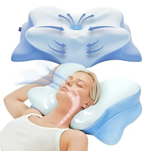 Derila Ergo blue compact cervical pillow with ergonomic contour