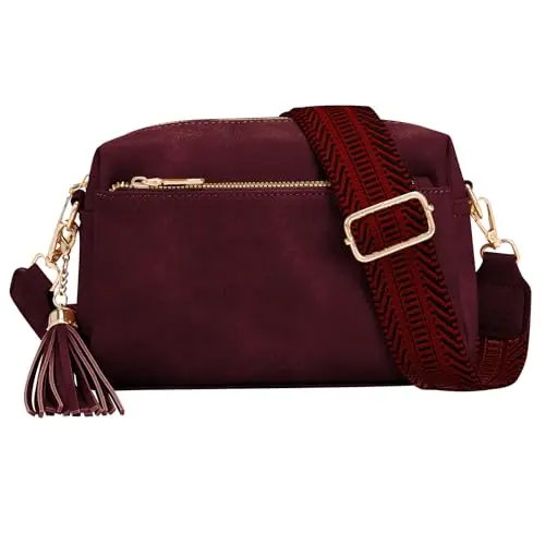 Bostanten red full-grain leather crossbody bag with top handle