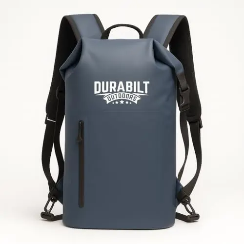DURABILT Royal Blue heavy-duty PVC backpack cooler being carried