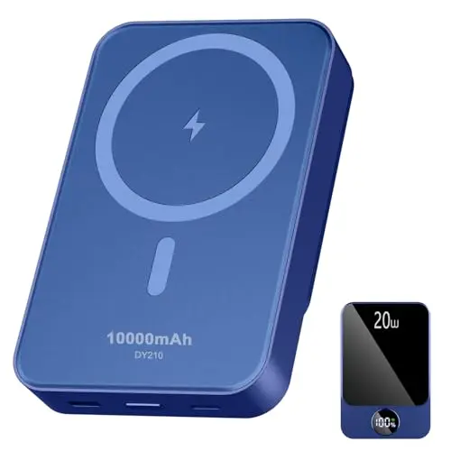 Matast magnetic power bank with digital display attached to a Samsung Galaxy phone