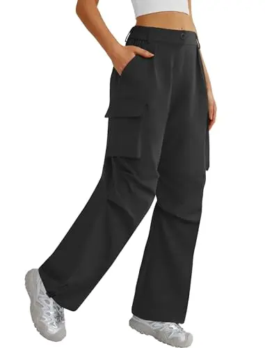 Women's wide-leg cargo hiking pants with a drawstring hem, perfect for packable travel wear.